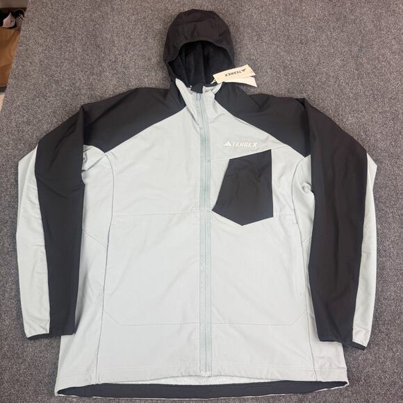 Adidas Terrex Xperior Hiking Softshell Fleece Hooded Jacket Men's Sz XL NWT $130 - Picture 2 of 8